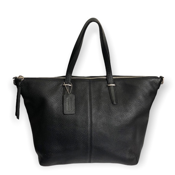 Coach black leather zipper tote bag - Picture 1 of 13